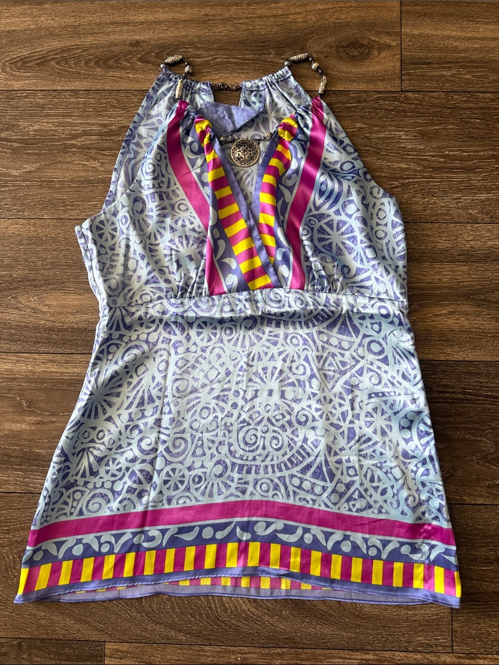 Nicole by Nicole Miller Lavender & Pink Patterned Halter Top